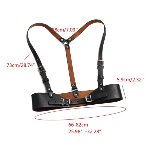 Black Faux Leather Suspenders Belt - Picture 7 of 8